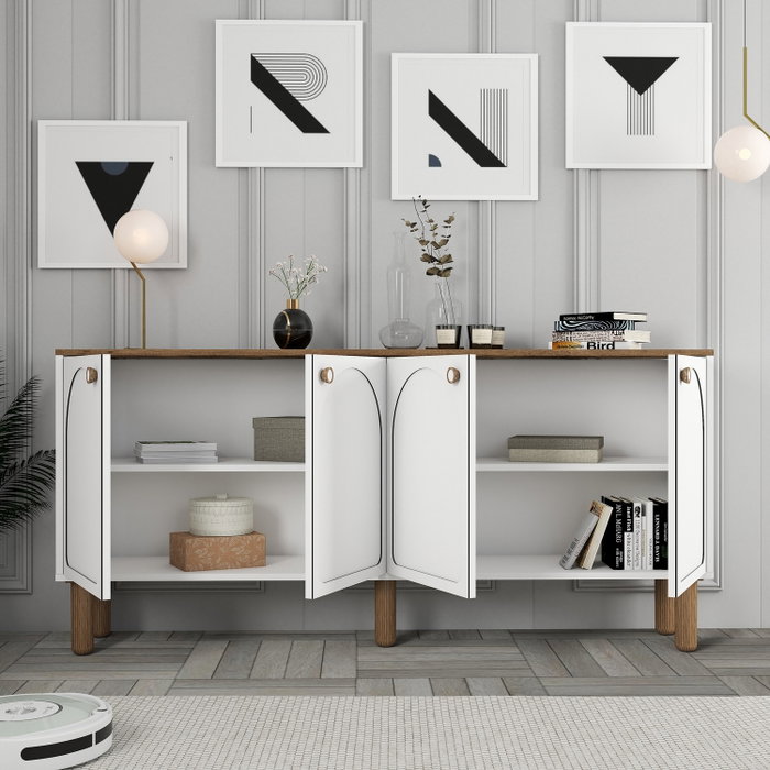 Hanah Home Consola 848 - Blanca, 180 cm Ancho x 84 cm Alto x 35 cm Profundo, Melamina